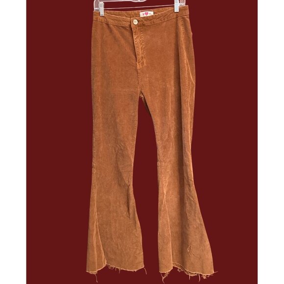 Buddy Love Brown Corduroy Bell Bottom Pants Boho Retro 70s Festival Flare - Picture 1 of 5